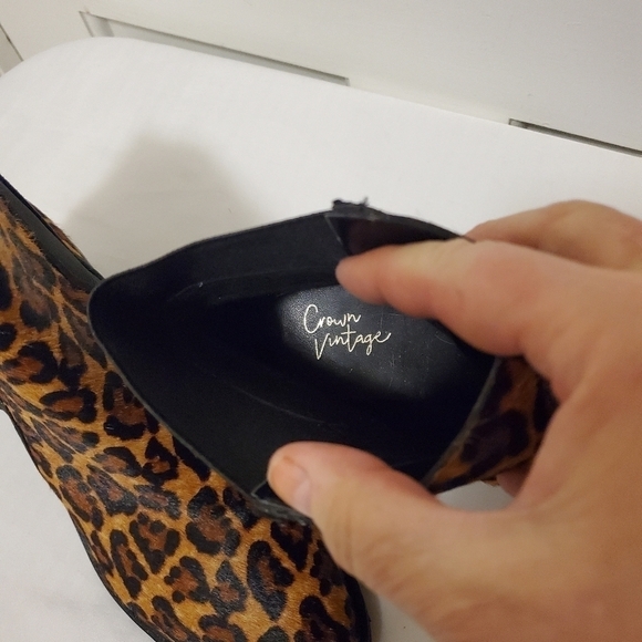 Crown Vintage Leopard Print Cow Hair Pullon Booties Size 9M - Picture 5 of 12